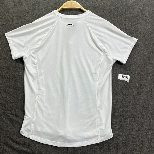 Slazenger Golfshirt Damen Medium Weiß Polyester Kurzarm Reißverschluss Activewear - Bild 6 von 6