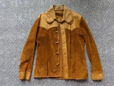 vintage 1950s split suede WESTERN cowboy shirt S leather jacket 38 east west rrl