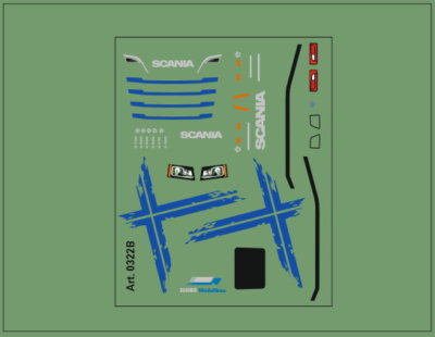 H0/1:87 DIS0322B Schwedenkreuz Decal für Scania Zugmaschienen CS/CR 