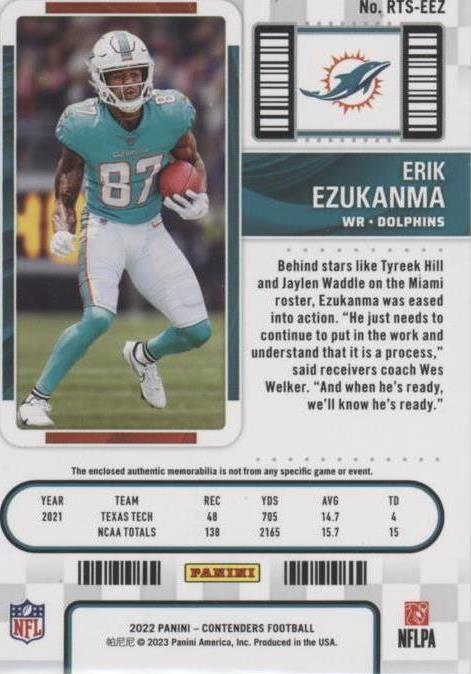 2022 Panini Contenders Erik Ezukanma #RTS-EEZ for sale | eBay
