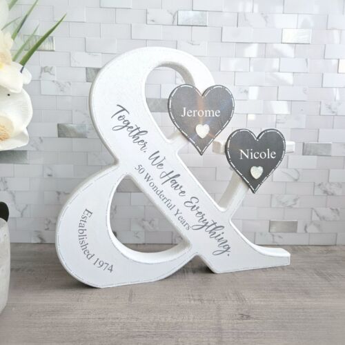 50th Anniversary Sign Plaque, Golden Wedding Anniversary Gift For Parents    - Foto 1 di 24