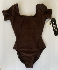 danskin brown short sleeve leotard Small Petite