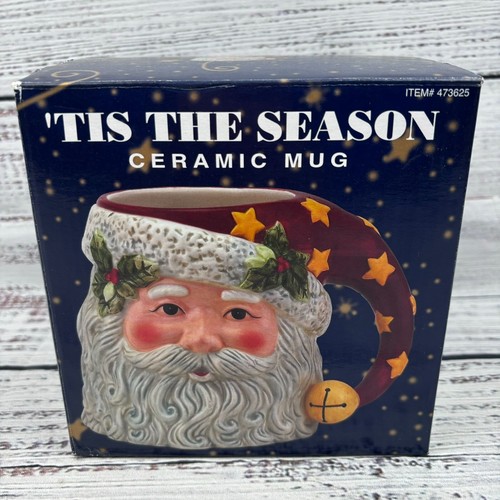 Taza de cerámica Tis the Season Santa 20 oz artículo 473625 Susan Winget pintada a mano 2001 - Imagen 11 de 11