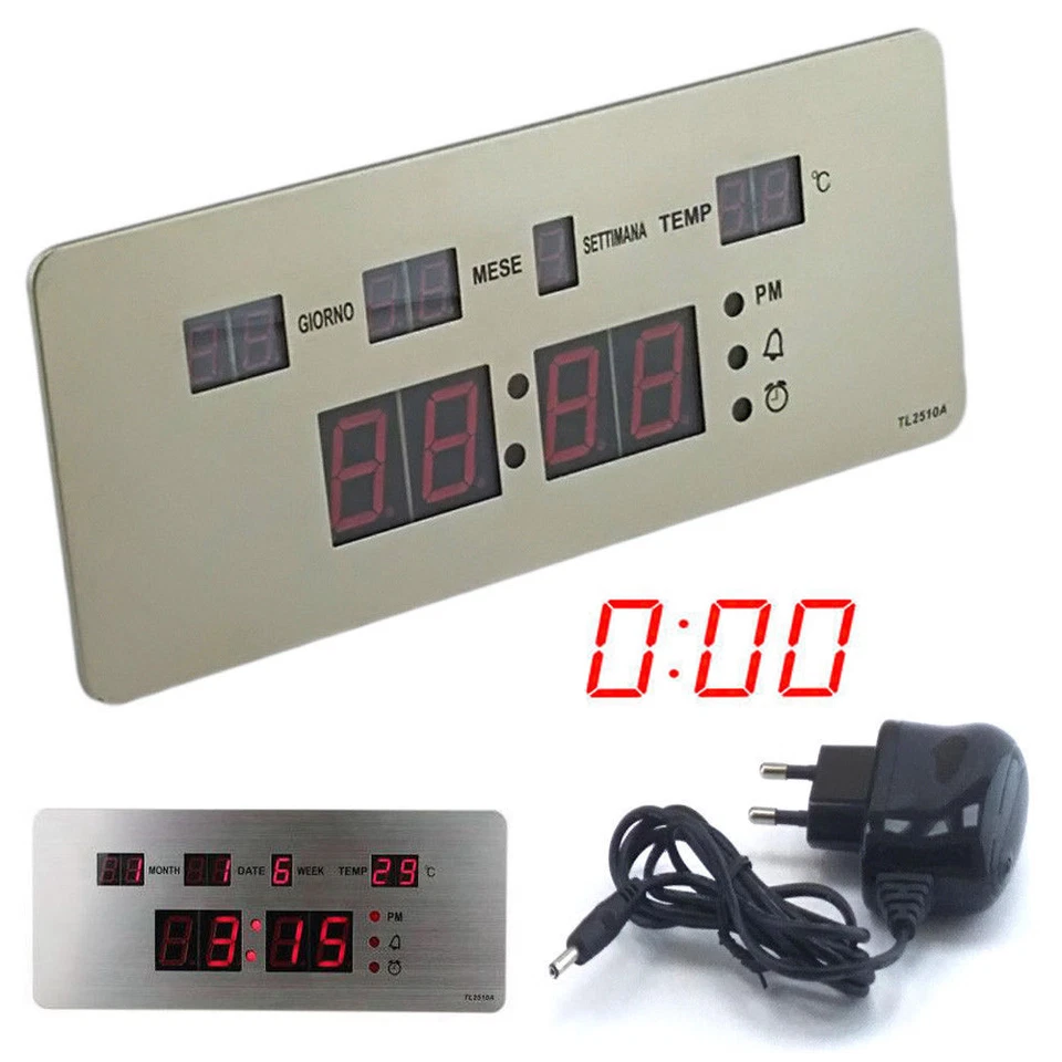 LEOVIN orologio a led ufficio digitale da tavolo parete data ora temperatura da casa