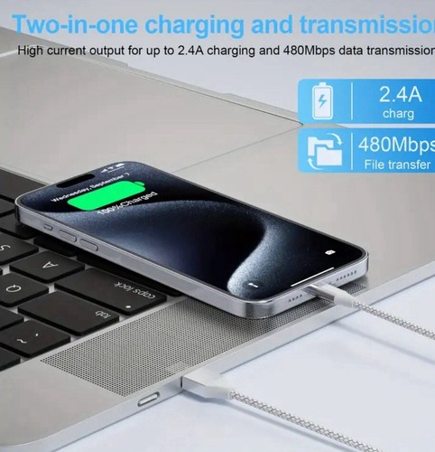 Heavy Duty Braided 3m Long USB Fast Charging / Sync Cable Lead For iPhones. #C - Picture 7 of 11