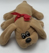 Vintage Tonya 1985 Pound Puppies Newborns Brown 8  Plush Red Bow