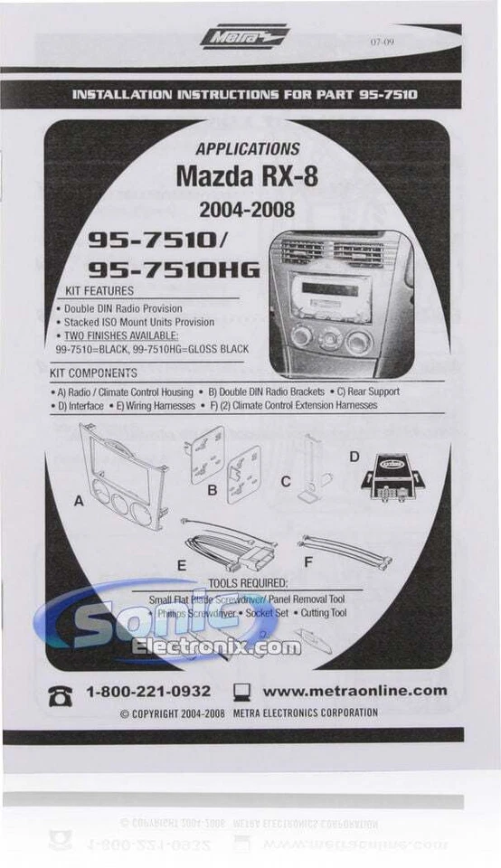 Metra 95-7510 | Kit de instalación doble DIN para Mazda RX-8 2004-2008 selecto Foto 4 de 4