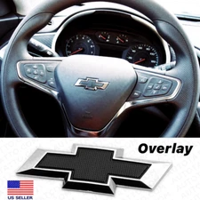 Chrome Black Steering Wheel Bowtie Overlay Chevy Silverado 14-24 Emblem Badge