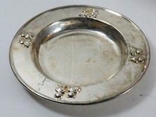 VTG Baby Child's Silver plated Teddy bear Bowl dish dinner plate
