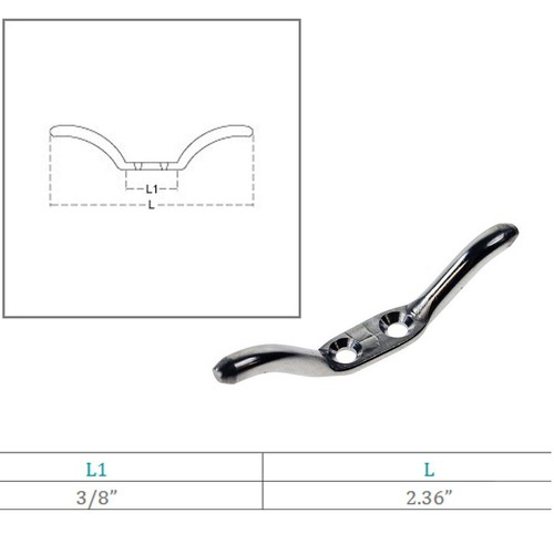 2-3/8" Marine Hardware Stainless Steel Rope Cleat Steel Deck Boat Cleat Mooring - Picture 5 of 5