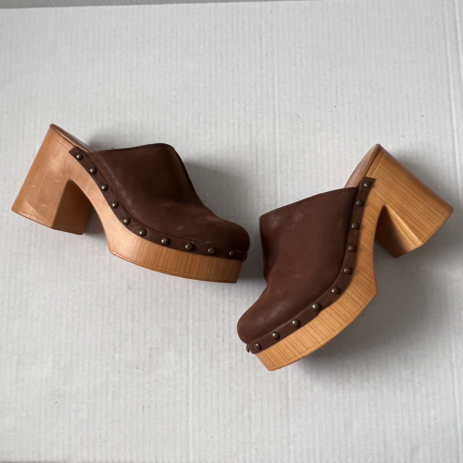 MIA Isra Studded Platform Clogs Mules Size 7.5 Cognac Y2K Retro Chunky Heel  | eBay