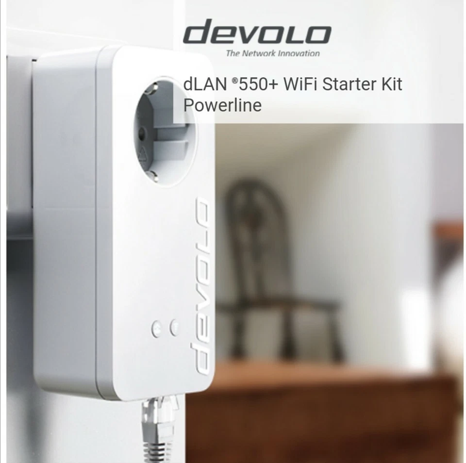 Devolo model 9834 dLAN 550+ WiFi Powerline Wi-Fi starter kit 500 Mbps UK adapter - Image 3 of 4