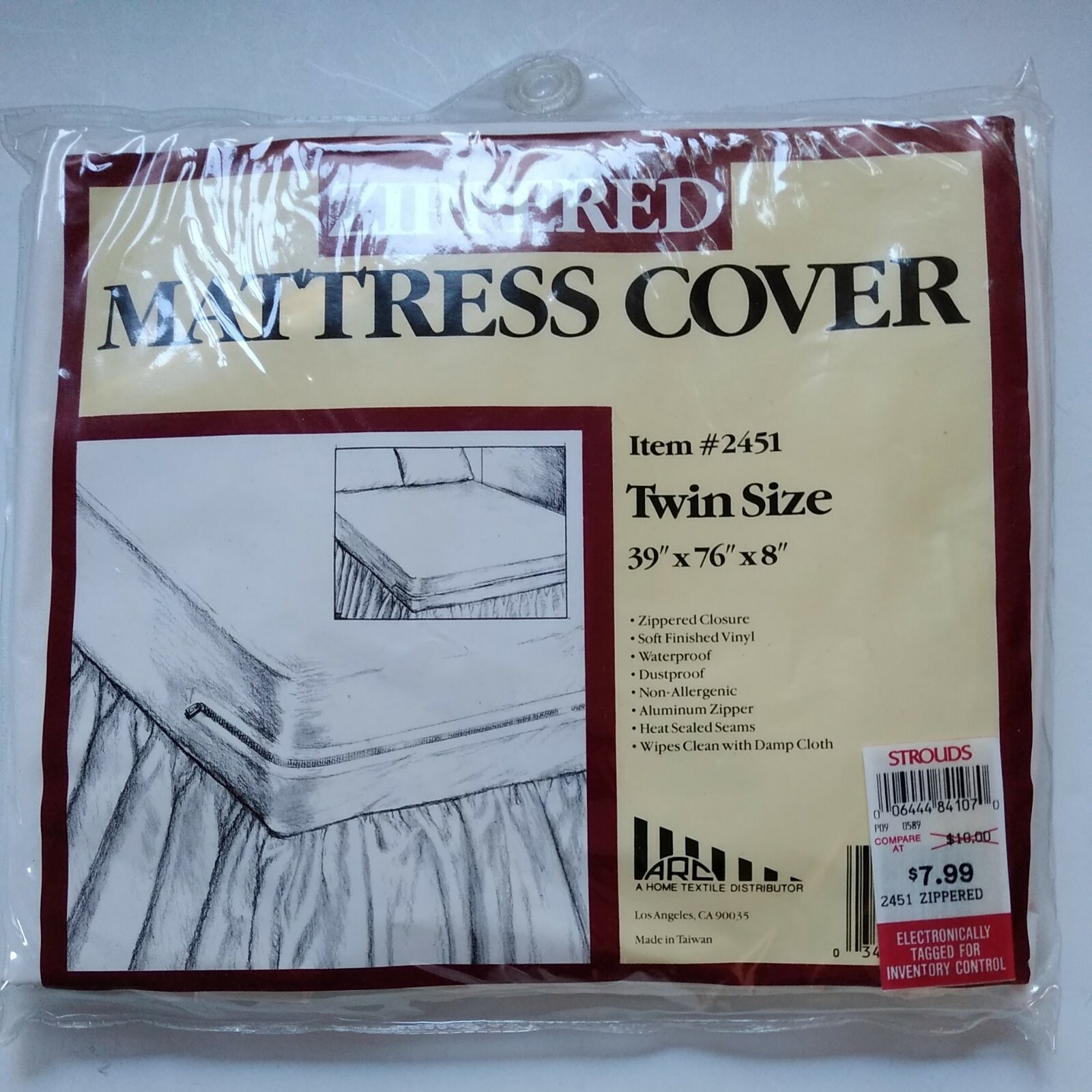 Mattress Protector Zippered, Waterproof, Vinyl Heavy Duty Mattress Cover Twin-image