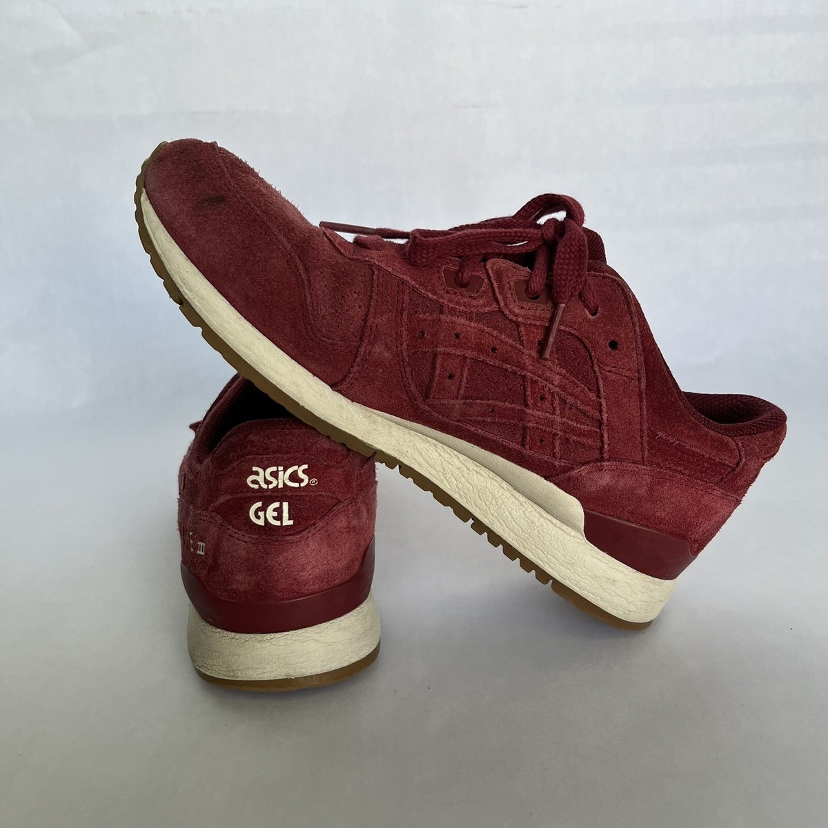 Asics Gel Lyte III Shoes Men's Red Burgundy Suede Leather Lace