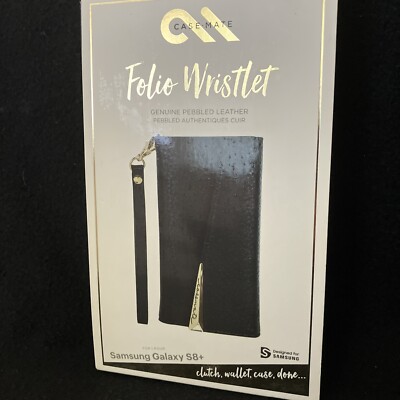 Case Mate Folio Wristlet Leather Wallet For Samsung Galaxy S8+ Black With Gold