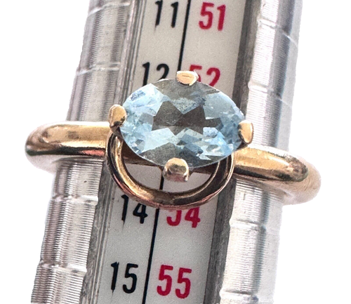 VERY RARE AND HTF!! Pandora 14K Gold Orbit Ring with Aquamarine - 150143AQ 53 - Picture 2 of 8