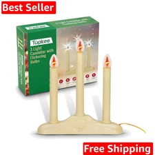 Christmas Candolier Window Candles – with Flickering Bulbs – 3-Lights Indoor ...