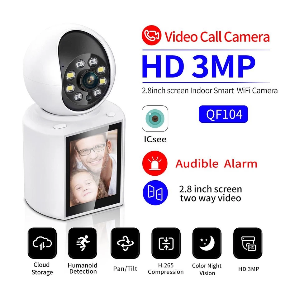WIFI 3MP Smart PIR Alarm With 2.8" Screen Video Call 2-Way Audio Visual Camera - Image 2 of 4