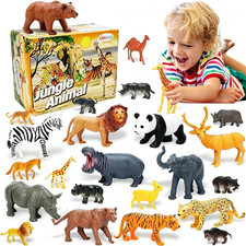 24Pcs Safari  Zoo Animals Figures, Realistic Plastic Animal Toys Set for Kids 1