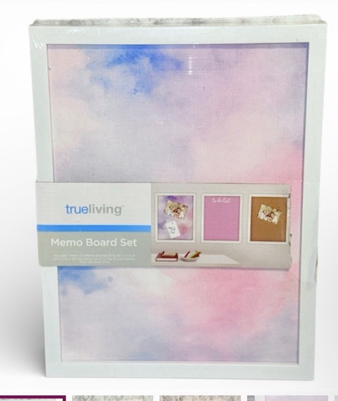 Memo Board Set, 3 Piece, Pink Blue White, Rectangle Notes