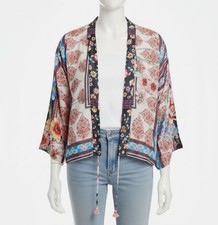 Jonny Was Womens Red Geana Makenna Silk Kimono Top Size Large