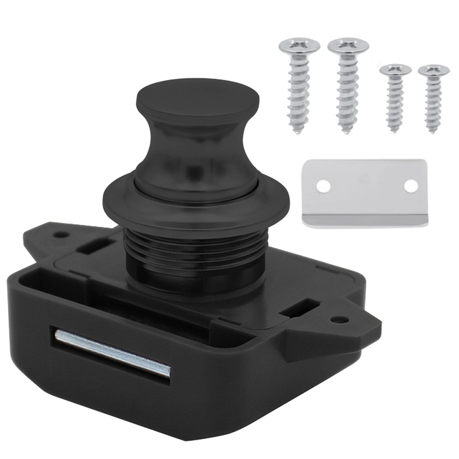 Push Button Cupboard Lock Door Latch Keyless Cabinet Drawer Catch Knob Caravan