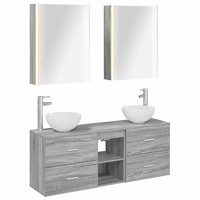 Vidaxl Badezimmerschrank-Set 5 Pcs Grau Sonoma Holzwerkstoff Neu