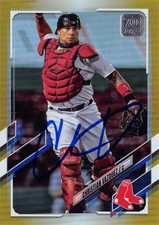 Christian Vazquez signed baseball card 2021 Topps #557 Gold Refractor Red Sox C