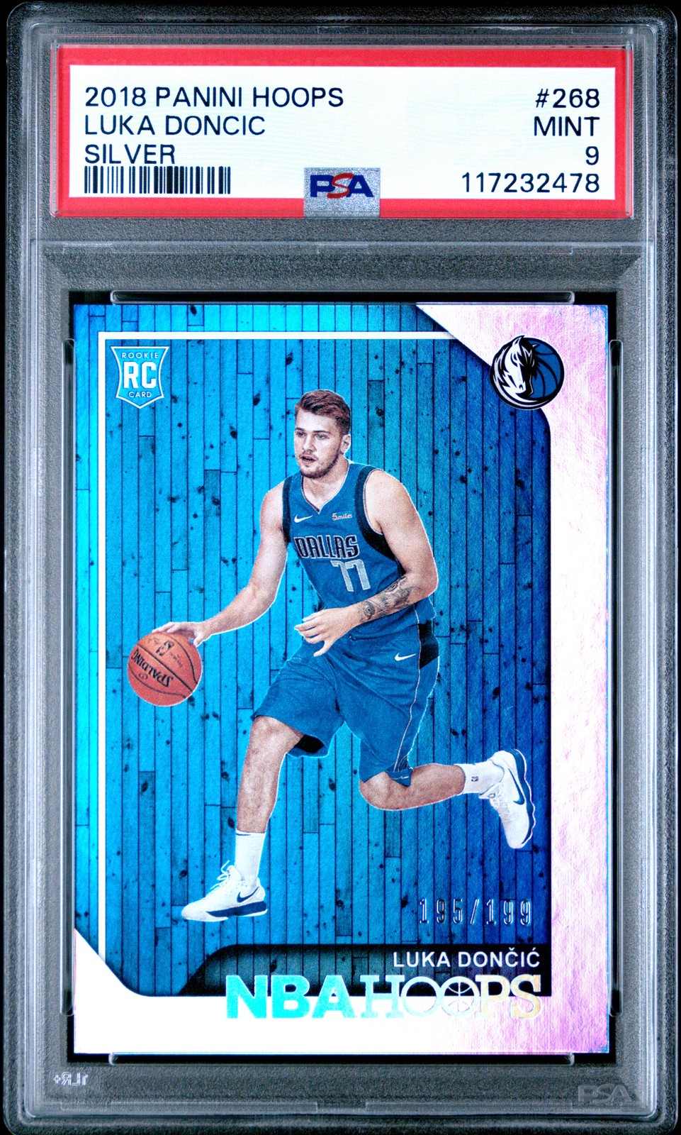 2018 PANINI HOOPS SILVER #268 LUKA DONCIC ROOKIE RC 195/199 PSA 9