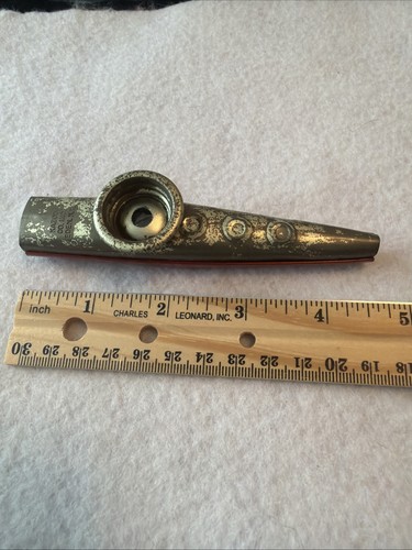VTG Silver & Red Metal Kazoo Co Inc Eden NY Musical Instrument USA Made Classic