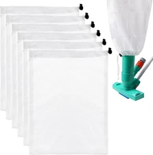 6-Pack Pool Vacuum Mesh Replacement Bags, Fine Leaf Net white 