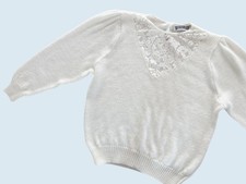 Vintage WORTHINGTON Cream / Ivory Lace Insert Sweater 80s / 90s Sz M