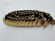 Vintage 1980s Gold Tone Roman Coin Belt Goddess Medallion Black Woven Chain Boho