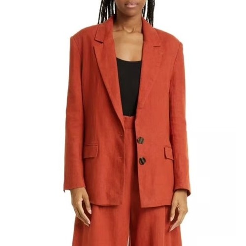 Farm Rio Burnt Orange Linen Blazer Large NWOT - Picture 10 of 11