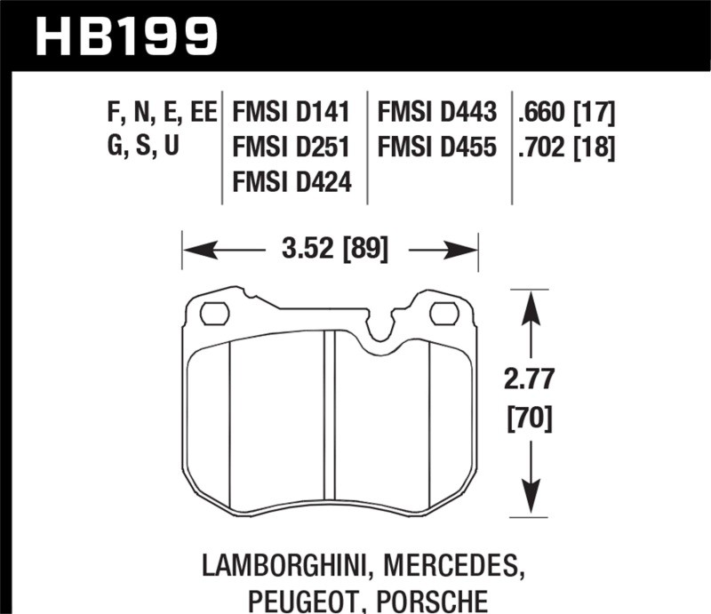 Hawk Brake HB199E.702 Blue 9012 Compound Brake Pads for Lamborghini Diablo &