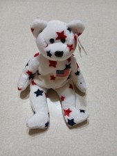 Ty Beanie Babies Plush 6" Glory America Patriotic Teddy Bear