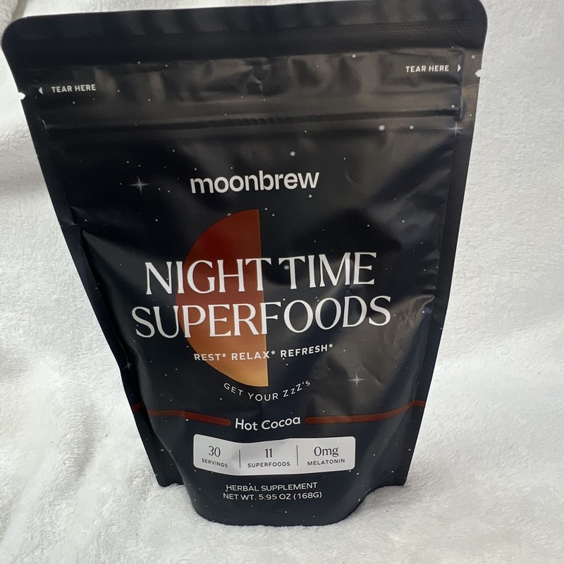 moonbrew Nighttime Sleep Support Hot Cocoa Powder Sugar-Free Vegan 5.95 oz