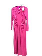 Daska Chara Ruched Maxi Dress UK L Pink Long Sleeve Women's