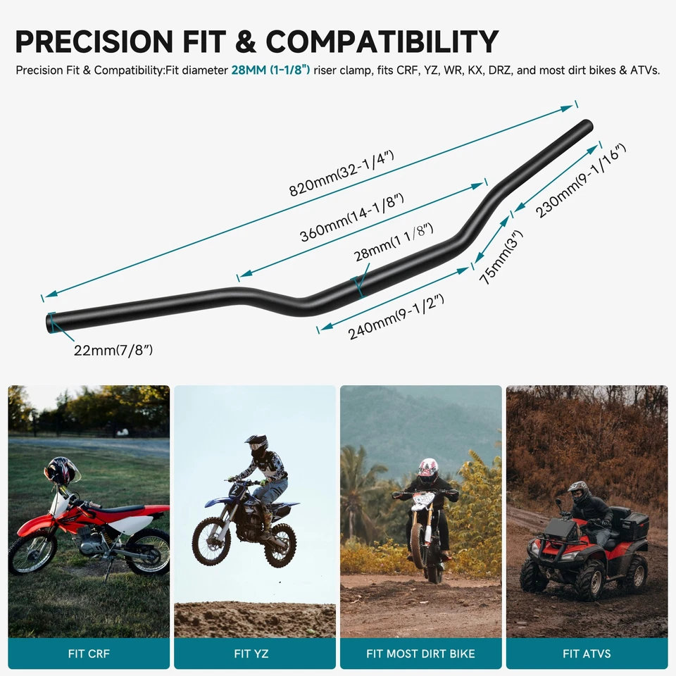 Manillar de moto 1 1/8" 28 mm para Honda CRF230L CRF300L CRF450L CRF1100L Foto 2 de 4