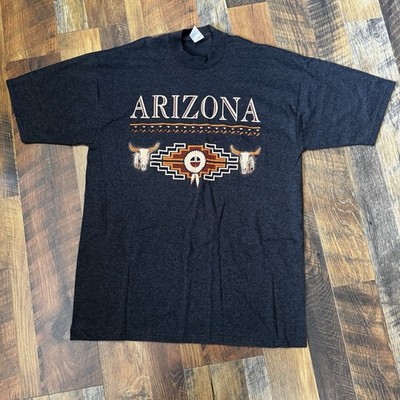 Vintage 90s Arizona Graphic Aztec Tshirt Grey Large