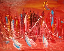 Cityscape   IMPRESSIONIST LARGE ORIGINAL OIL  PAINTING - POP ART FRCGB