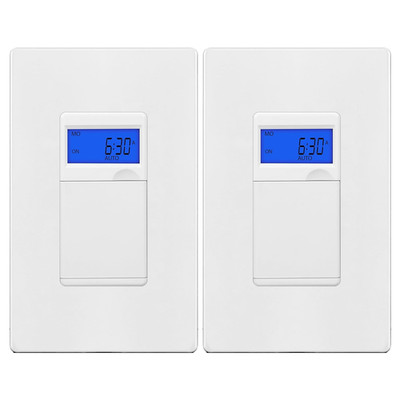 7 Days Digital In-Wall Programmable Timer Switch for Lights, Fans, and Motors, N