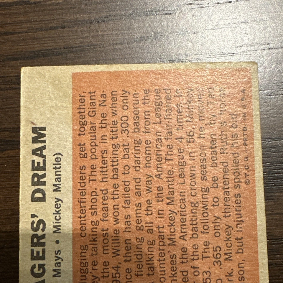 🔥⚾️1962 Topps Baseball #18 Managers' Dream Mickey Mantle/Willie Mays Foto 4 de 4