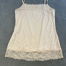 Y2K Babydoll Coquette Indie Fairy Romantic Lace Trim Pink Cami Layering Tank M