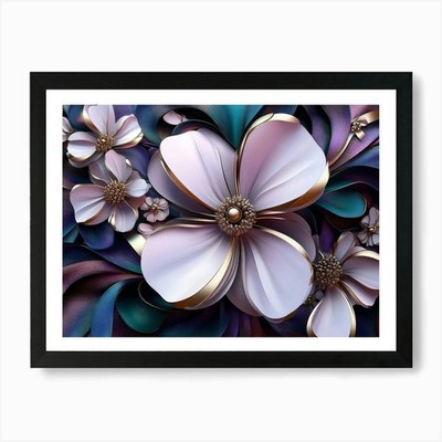 3D Pusteblume Blumen Kreise mit S gerahmtes Wandbild Poster Leinwanddruck Bild