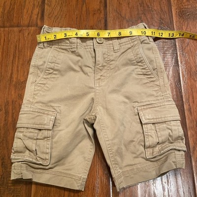 Gap Kids Boys Cargo Khaki 100% Cotton Adjustable Waist Zip Closure Shorts Tan 5
