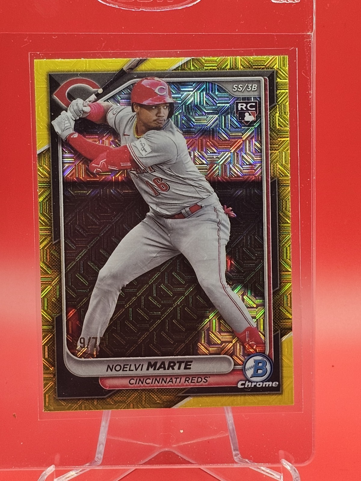 Noelvi Marte 2024 Bowman Chrome Mega Box Yellow Refractor #/75 #4 Rookie Card!!