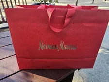 Neiman Marcus Red Shopping GIFT BAG  16"L x 12"Hx 6"W Medium EUC  Empty