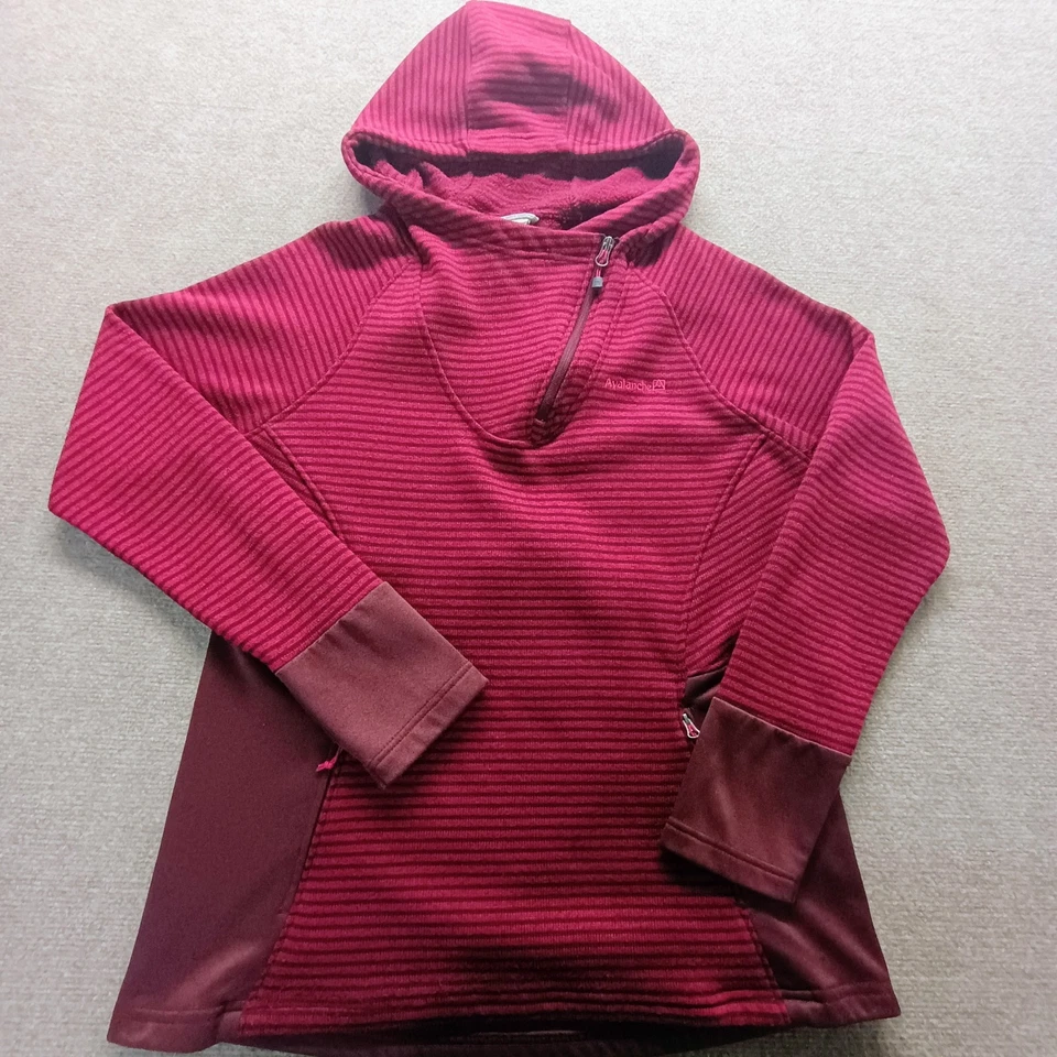 Avalanche толстовка с капюшоном 1/4 молнии свитер бордовый штамп вязаный флис туризм карман XLARGE - Изображение 4 из 4