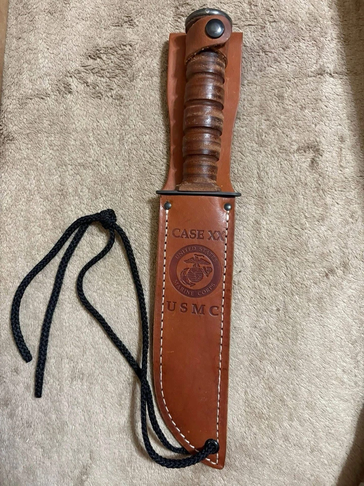 Cuchillo de Lucha Case XX USMC - 1998 Conmemorativo - Mango de Cuero Apilado Foto 2 de 4